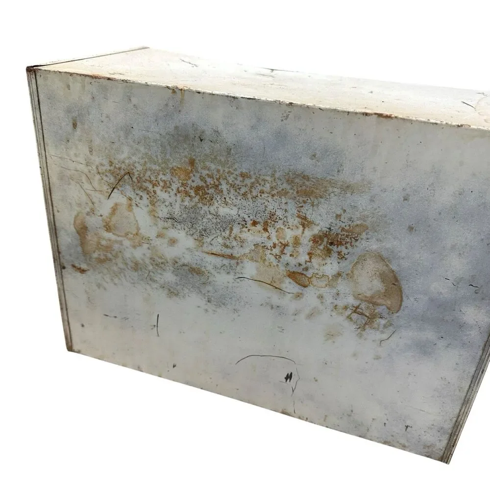 Metal Bread Box Pie Safe Cabinet White Red Trim  For Restoration